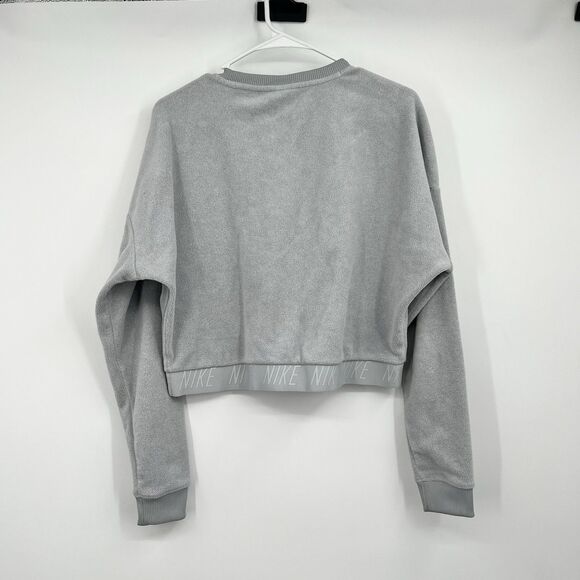 Nike Athletic Gray Dri Fi Crop Sweatshirt Swoosh Womens M Side Zip Thick Band - Picture 7 of 15